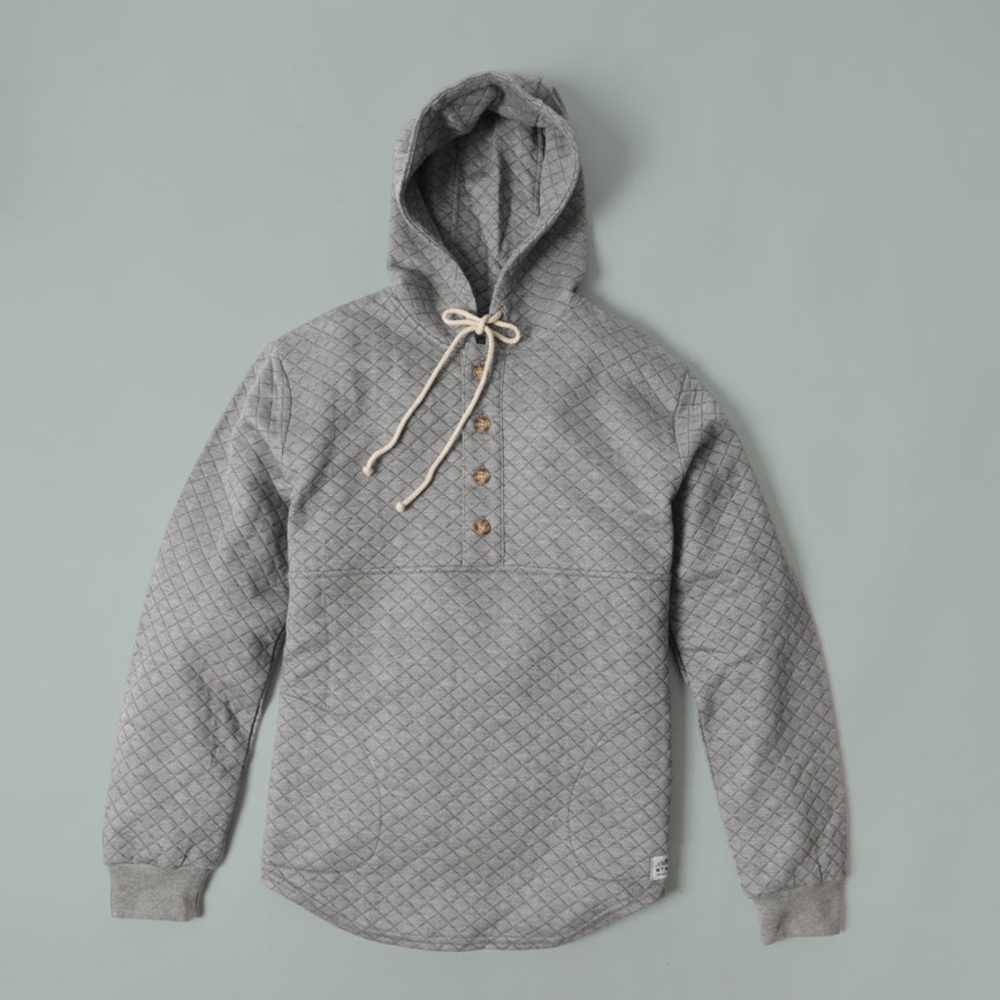 Small | Muttonhead | Camping Hoodie - Heather Grey Quilt